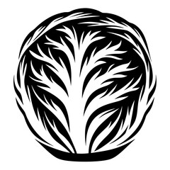 Abstract Black and White Circular Design Featuring Dynamic Linear Elements