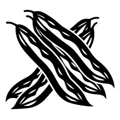 Minimalist Illustration of Edamame Pods Intertwined in a Black and White Design