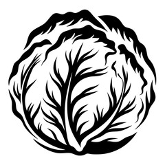 Monochrome Abstract Lettuce Head Illustrative Design with Bold Black and White Contrast