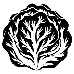 Monochrome Vector Illustration of Lettuce Head for Culinary and Art Purposes