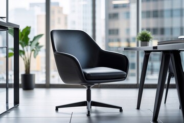 Modern Black Chair Design in Vibrant Urban Office Space