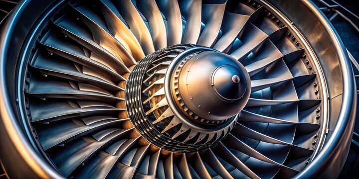 Close-Up of a Jet Engine's Intricate Design, Capturing the Power and Precision of Modern Aerospace Engineering, Aviation, Turbine, Technology, Aircraft
