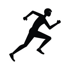 Black Silhouette Street Running Athlete on White Background