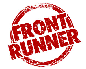 Front Runner Round Red Stamp Leader Winning Race Top Candidate Illustration