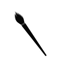 Monochrome silhouette illustration of a paintbrush with visible bristles and handle. Represents art, painting, creativity, and a simple graphic.