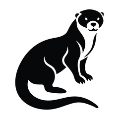 Cute Otter Vector Art – Minimalist White Background Illustration