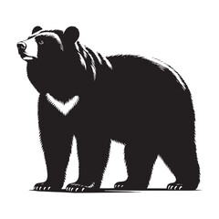 Moon Bear Mystique: A Powerful Collection of Asiatic Black Bear Vector Silhouettes Highlighting the Strength, Grace, and Iconic Crescent Mark of This Enigmatic Forest Dweller