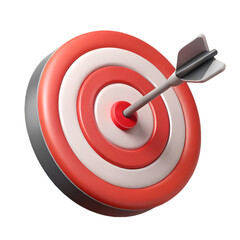 3D Target Icon with Arrow &ndash; Hitting the Center, Precision Goal Achievement Symbol