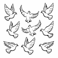 set of vector birds
