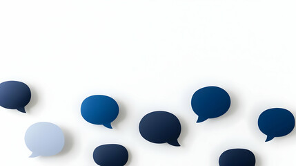 Fototapeta premium Abstract Communication Design with Blue Speech Bubbles on White Background