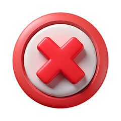 Obraz premium 3D Red Cancel Icon PNG – Modern Error Symbol for UI and Web Design