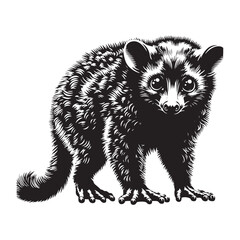 Fototapeta premium Mystery of Madagascar: A Fascinating Collection of Aye-Aye Vector Silhouettes Showcasing the Unique Form, Elusive Nature, and Nocturnal Charm of This Enigmatic Primate Species