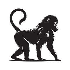 Lords of the Cliffs: A Dynamic Collection of Baboon Vector Silhouettes Showcasing the Power, Social Bonds, and Rugged Beauty of These Intelligent African Primates in Motion