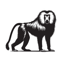 Fototapeta premium Lords of the Cliffs: A Dynamic Collection of Baboon Vector Silhouettes Showcasing the Power, Social Bonds, and Rugged Beauty of These Intelligent African Primates in Motion