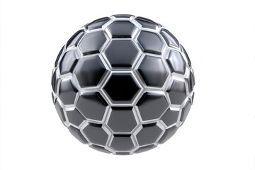 Fototapeta premium Modern black and white football with hexagon texture isolated on a white background for sports enthusiasts and design lovers