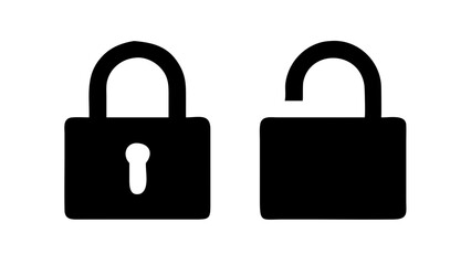 Lock and Unlock Symbols in Minimalist Style  