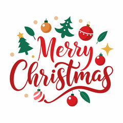 Merry Christmas typography and vector design illustration