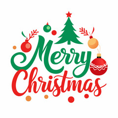 Merry Christmas typography and vector design illustration