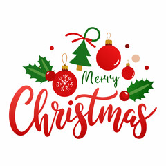 Merry Christmas typography and vector design illustration
