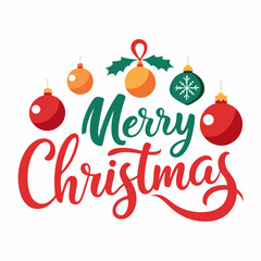 Merry Christmas typography and vector design illustration