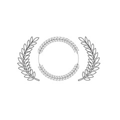 laurel wreath isolated on white, Human hand leafy tree. Logo, symbol and icon.