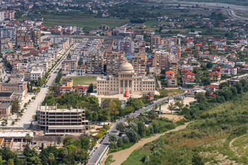View over the rooftops and hotel Columbo in Berat, Albania.