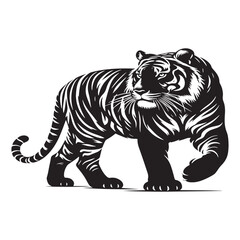 Stripes of Power: A Striking Collection of Bengal Tiger Vector Silhouettes Showcasing the Majesty, Strength, and Endangered Beauty of This Iconic Big Cat of India