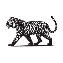 Stripes of Power: A Striking Collection of Bengal Tiger Vector Silhouettes Showcasing the Majesty, Strength, and Endangered Beauty of This Iconic Big Cat of India