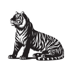 Stripes of Power: A Striking Collection of Bengal Tiger Vector Silhouettes Showcasing the Majesty, Strength, and Endangered Beauty of This Iconic Big Cat of India