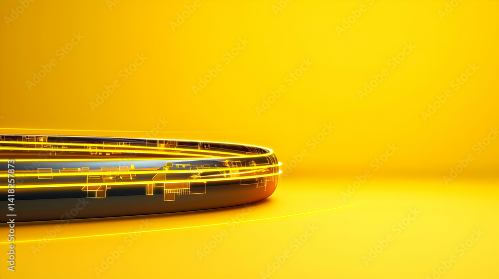 Poster modern 3d display platform design with yellow background