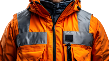 HighVisibility Orange Safety Jacket CloseUp Detail