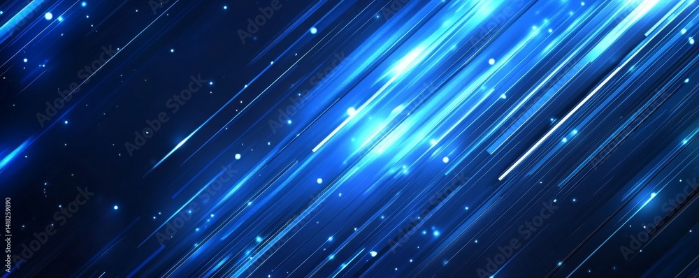 Poster abstract blue background with blue glowing diagonal geometric lines. modern shiny blue rounded recta