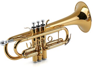 Obraz premium Polished brass trumpet positioned for display.