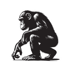 Peaceful Shadows: A Thoughtful Collection of Bonobo Vector Silhouettes Highlighting the Gentle Nature, Social Intelligence, and Distinctive Form of Humanity’s Closest Primate Relative in the Wild