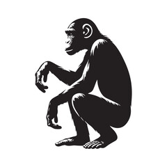 Peaceful Shadows: A Thoughtful Collection of Bonobo Vector Silhouettes Highlighting the Gentle Nature, Social Intelligence, and Distinctive Form of Humanity’s Closest Primate Relative in the Wild