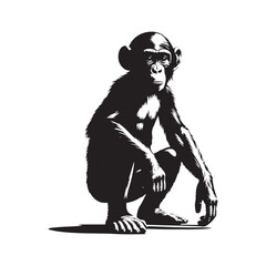 Peaceful Shadows: A Thoughtful Collection of Bonobo Vector Silhouettes Highlighting the Gentle Nature, Social Intelligence, and Distinctive Form of Humanity’s Closest Primate Relative in the Wild