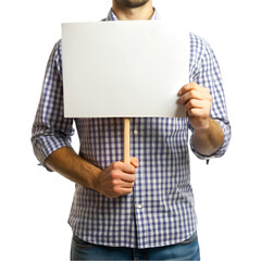 man holding a blank board