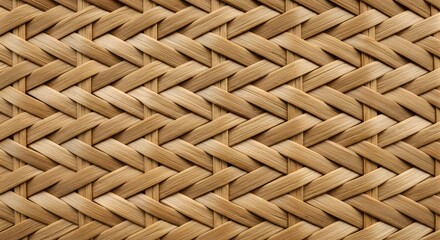 Close-up view reveals a complex, neatly woven pattern of natural, light-brown wicker material.