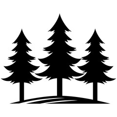 Obraz premium Pine trees collection forest silhouette graphic elements landscape illustration