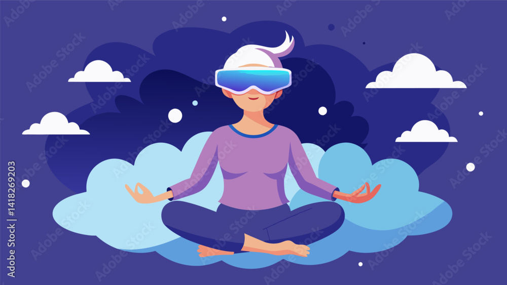 Poster a peaceful and immersive vr experience in the clouds allowing users to let go of their worries as th