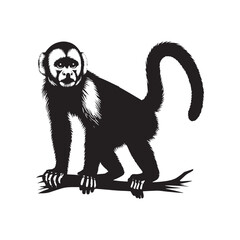 Jungle Acrobats: A Playful Collection of Capuchin Monkey Vector Silhouettes Showcasing the Agility, Curiosity, and Expressive Nature of These Intelligent and Energetic New World Primates