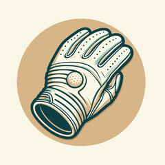 Detailed illustration of a golf glove featuring a golf ball in a warm background