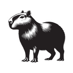 Gentle Giants of the Wetlands: A Charming Collection of Capybara Vector Silhouettes Celebrating the Calm Nature, Social Spirit, and Unique Shape of the World's Largest Rodent