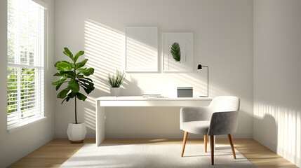 Bright Minimalist Home Office With Natural Light