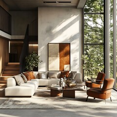 Contemporary design in modern bright living space high resolution picture