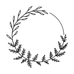 Hand painted wreath made from natural leafy branches. Perfect for wedding stationery, nature themed branding, invitations and seasonal projects.