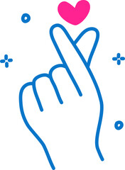 Obraz premium Finger Heart Doodle valentines day Korea finger heart hand making small I love you mini heart sign.