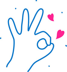 Obraz premium Hand Drawn Okay Darling Hand with Ok Sign Love Outline