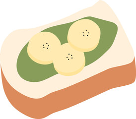 Matcha green tea Banana Bread French Toast dessert food illustration