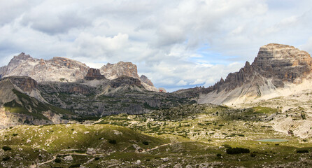 Fototapeta premium Dolomites landscape with blue sky